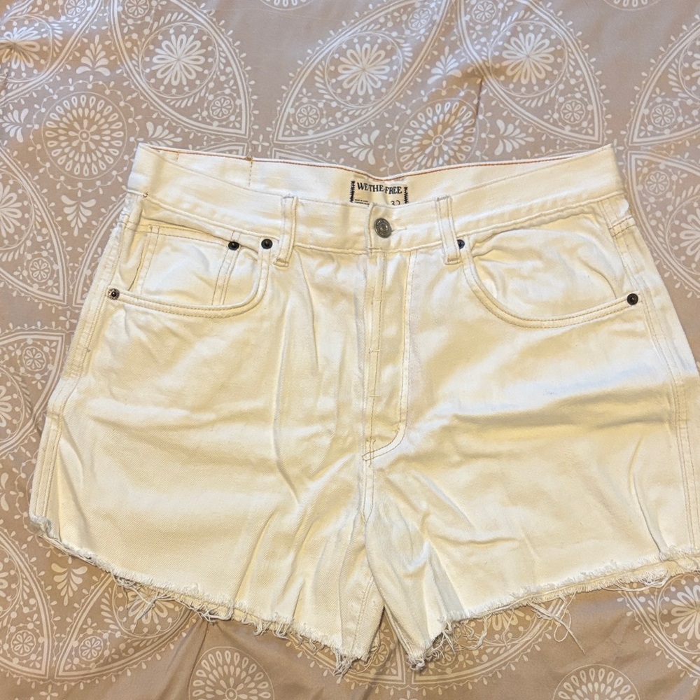 We The Free High-Rise Frayed Denim Shorts